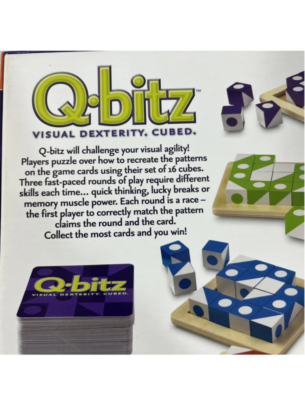 MindWare Q-bitz Board Game Visual Dexterity Cubed Puzzle Strategy Family CIB
